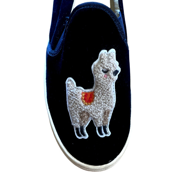 Soludos Navy Velvet Slip On Llama Sneakers EUC Size 7 - Picture 8 of 8
